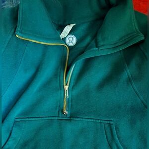 Lululemon Athletica Storm Teal Zip-Up Funnel Neck Cropped Scuba